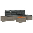 Havesofa Sæt med pude 6 pcs Grå polyrattan