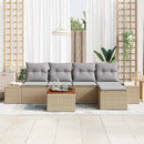 Havesofa Sæt med pude 6 pcs Beige polyrattan