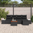 Havesofa Sæt med pude 6 pcs Sort polyrattan