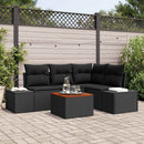Havesofa Sæt med pude 5 pcs Sort polyrattan