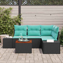 Havesofa Sæt 5 stk. Sort polyrattan