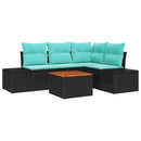 Havesofa Sæt 5 stk. Sort polyrattan