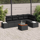 Havesofa Sæt med pude 6 pcs Sort polyrattan