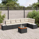 Havesofa Sæt med pude 7 pcs Sort polyrattan