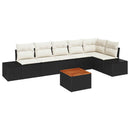 Havesofa Sæt med pude 7 pcs Sort polyrattan