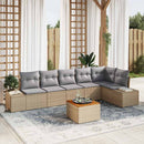 Havesofa Sæt med pude 7 pcs Beige polyrattan