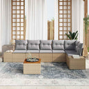 Havesofa Sæt med pude 7 pcs Beige polyrattan
