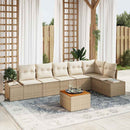Havesofa Sæt med pude 7 pcs Beige polyrattan