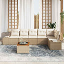 Havesofa Sæt med pude 7 pcs Beige polyrattan