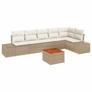 Havesofa Sæt med pude 7 pcs Beige polyrattan