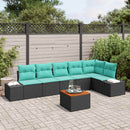 Havesofa Sæt 7 stk. Sort polyrattan