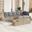 Havesofa Sæt med pude 9 pcs Beige polyrattan