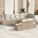 Havesofa Sæt med pude 9 pcs Beige polyrattan