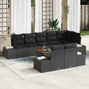 Havesofa Sæt med pude 9 pcs Sort polyrattan