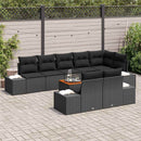Havesofa Sæt med pude 9 pcs Sort polyrattan