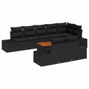 Havesofa Sæt med pude 9 pcs Sort polyrattan