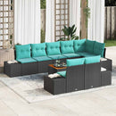 Havesofa Sæt 9 stk. Sort polyrattan