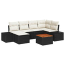 Havesofa Sæt 7 stk. Sort polyrattan