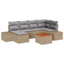 Havesofa Sæt 7 stk. Beige polyrattan