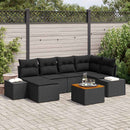 Havesofa Sæt med pude 7 pcs Sort polyrattan