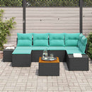 Havesofa Sæt 7 stk. Sort polyrattan