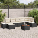 Havesofa Sæt med pude 8 pcs Sort polyrattan