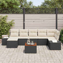 Havesofa Sæt med pude 8 pcs Sort polyrattan