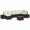 Havesofa Sæt med pude 8 pcs Sort polyrattan