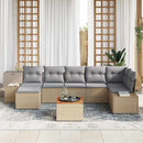 Havesofa Sæt med pude 8 pcs Beige polyrattan