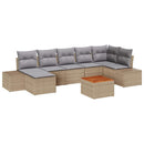 Havesofa Sæt med pude 8 pcs Beige polyrattan
