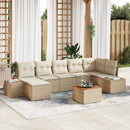 Havesofa Sæt med pude 8 pcs Beige polyrattan