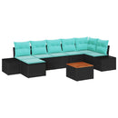 Havesofa Sæt 8 stk. Sort polyrattan