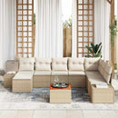 Havesofa Sæt med pude 9 pcs Beige polyrattan