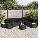 Havesofa Sæt med pude 9 pcs Sort polyrattan