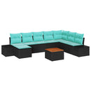 Havesofa Sæt 9 stk. Sort polyrattan