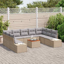 Havesofa Sæt med pude 10 pcs Beige polyrattan