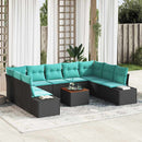 Havesofa Sæt 10 stk. Sort polyrattan