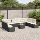 Havesofa Sæt med pude 11 pcs Sort polyrattan