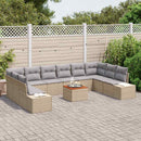 Havesofa Sæt med pude 11 pcs Beige polyrattan