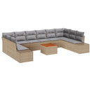 Havesofa Sæt med pude 11 pcs Beige polyrattan