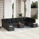 Havesofa Sæt med pude 11 pcs Sort polyrattan