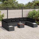 Havesofa Sæt med pude 11 pcs Sort polyrattan