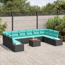 Havesofa Sæt 11 stk. Sort polyrattan