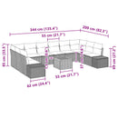 Havesofa Sæt 11 stk. Sort polyrattan