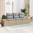 Havesofa Sæt med pude 3 pcs Beige polyrattan