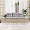 Havesofa Sæt med pude 3 pcs Beige polyrattan