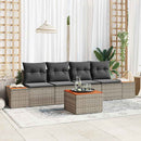 Havesofa Sæt med pude 5 pcs Grå Poly rattan