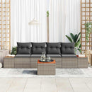 Havesofa Sæt med pude 5 pcs Grå Poly rattan