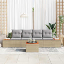 Havesofa Sæt med pude 5 pcs Beige Poly rattan