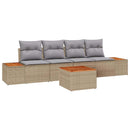 Havesofa Sæt med pude 5 pcs Beige Poly rattan